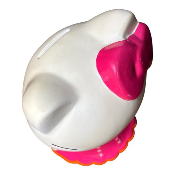 HELLO KITTY Ceramic Coin Piggy Bank 9" Pink Bow Orange Dress /1976/2012 SANRIO - Picture 10 of 13